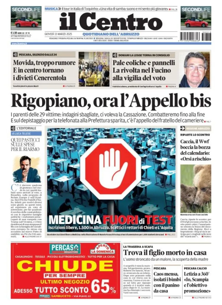 Prima-pagina-il centro-oggi-edizione-del-2025-03-13